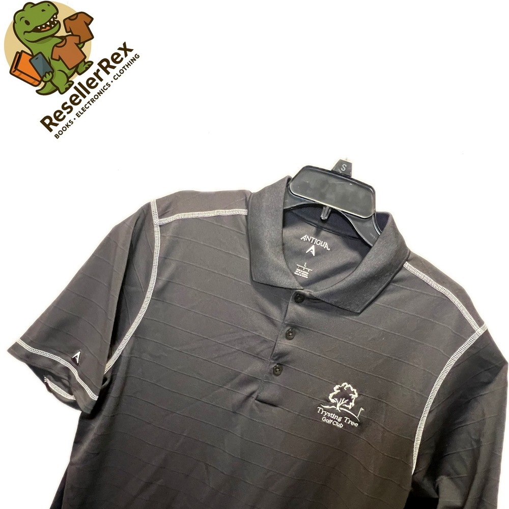 Antigua Golf Polo Shirt Mens Large Trysting Tree Club Black
